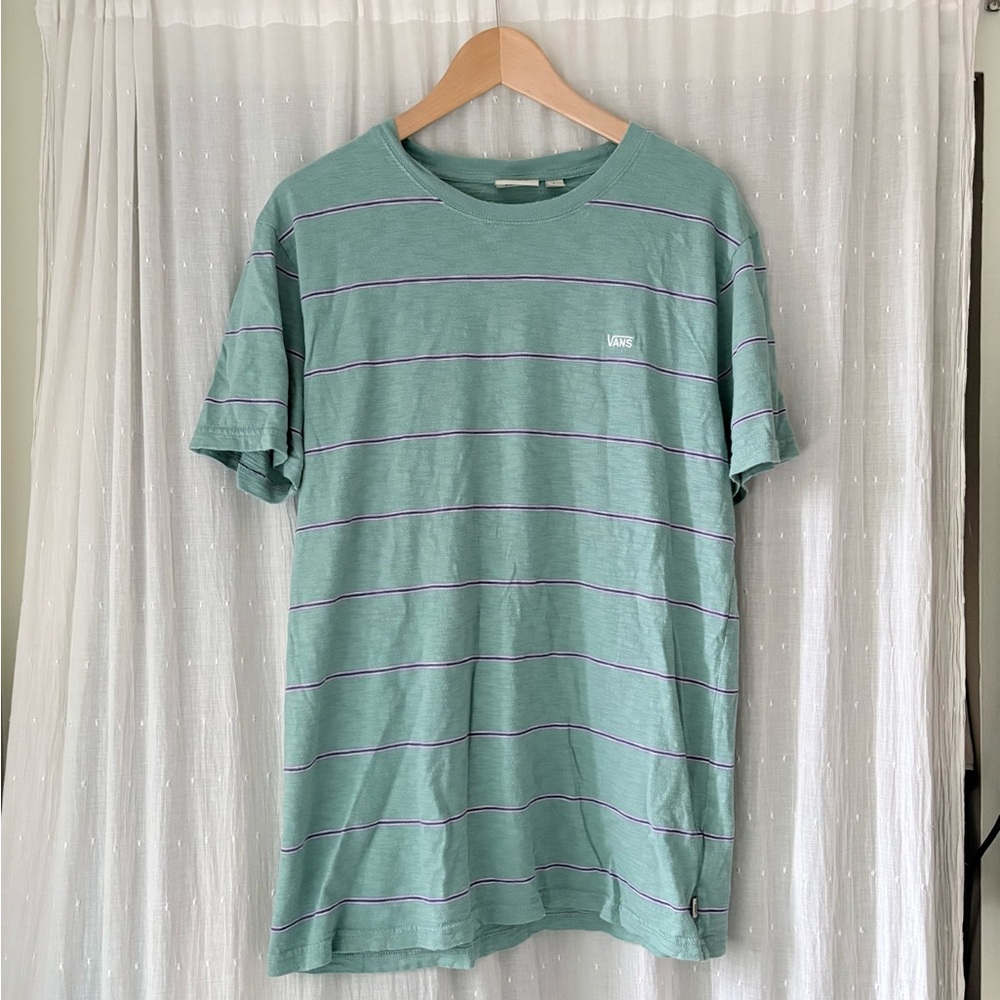 Vans Mint Green and Purple Striped Tee